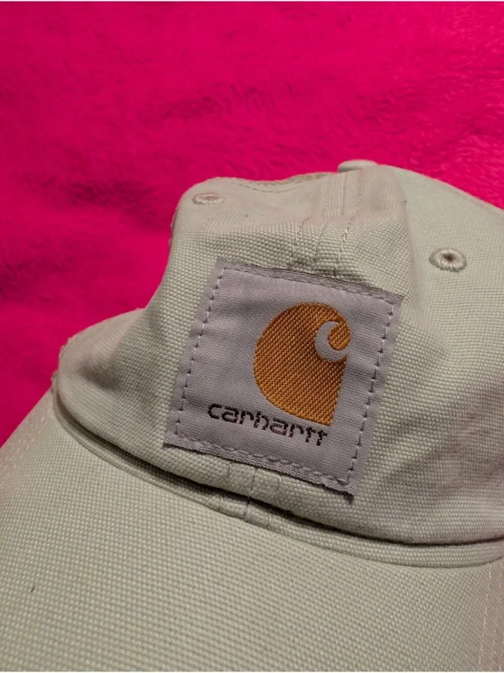 Carhartt Mesh Back Trucker Hat Mens Gravel Gray Tan Canvas Logo Snapback Cap